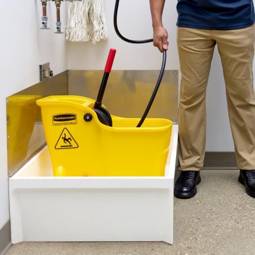 Rubbermaid Commercial Products Tandem Mop Bucket, Drain, Yellow, 31-Quart