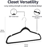 Amazon Basics Slim Velvet Non-Slip Space Saving Suit Clothes Hangers, Closet Organizer, Black, 50-Pack