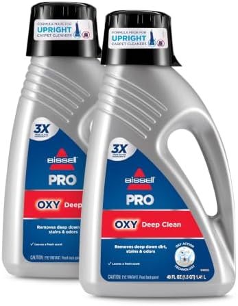 Bissell PRO OXY Carpet Deep Clean Solution,for use in leading upright carpet cleaners,48oz,Removes deep down dirt,stains & odors,(Pack of 2)