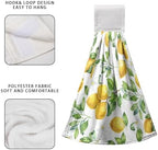 Spring Lemon Kitchen Hand Towels with Loop 2 Pcs Summer Leaves Yellow Lemons Hanging Dish Towels Soft Absorbent Tie Towel Dishcloths for Bathroom Kitchen Washroom 17 x 12 in