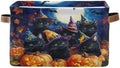 Dussdil Halloween Pumpkins Black Cats Storage Basket Fabric Kitchen Baskets Storage Bins Boxes Foldable Cloth Organizer Bags for Kids Toys Books Shelf Closet Playroom Laundry Baskets 1 PCS
