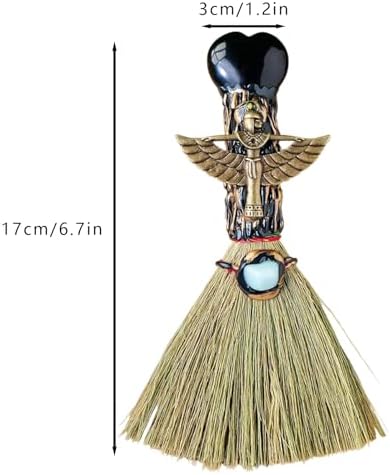 Witch Broom Halloween Crystal Witch Wiccan Altar Broom, Witchcraft Witches Pagan Altar Decor, Handmade Ritual Magic Ceremonial (Obsidian)