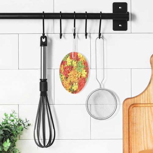 Autumn Leaves Dish Scrub Sponges Kitchen Fall Non Scratch Reusable Compressed Cellulose Sponge Hanging for Household Cleaning Washing Dishes Pots and Pans 3 Pack - Image 5