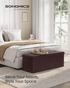 SONGMICS Storage Ottoman Bench, 43.3 Inches Folding Foot Rest Stool