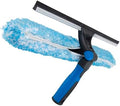 Unger Professional Connect and Clean 18” Proflex 2-in-1 Squeegee and Scrubber, High Access Window Cleaning Tool with Pivoting Head, Commercial and Residential Use, Reusable Microfiber Sleeve