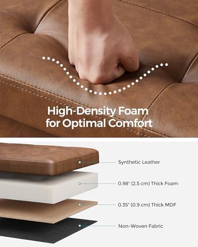 SONGMICS 30 Inches Folding Storage Ottoman Bench with Flipping Lid