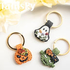 Tainsky Halloween Shapes Keychain Polymer Clay Cutter, 10 Shapes Fall Polymer Clay Keychain Cutters (A)