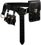 Alchemist Belt Pouch Potion Bottle Waist Bag Steampunk Phone Holder Medieval Leather Belt for Renaissance Cosplay Costume Accessories Christmas Gifts (3Bottles-Black)