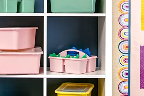 Teacher Created Resources Light Pink Portable Plastic Storage Caddy 6-Pack for Classrooms, Kids Room, and Office Organization, 3 Compartments