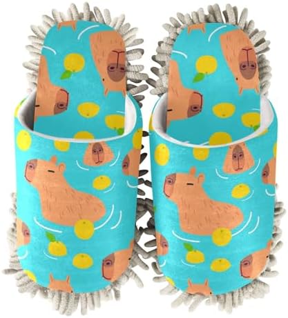 Fisyme Mop Slippers Soft Washable Microfiber Super Chenille Mopping House Home Shoes Mop Slippers for Floor Cleaning