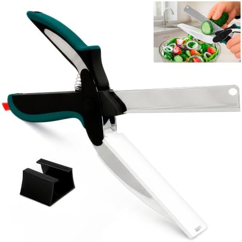 2 in 1 Kitchen Scissors for Food with Cutting Board, Safety Lock by LIBERHAUS