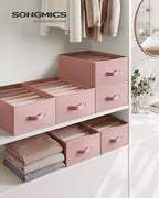 SONGMICS 4 Pack Drawer Clothes Organizers, Large Size 6-Compartment