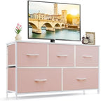 5-Drawer Dresser for Bedroom, Anti-Tip Wide Storage Organizer Fabric