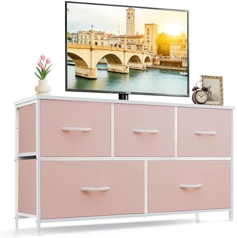 5-Drawer Dresser for Bedroom, Anti-Tip Wide Storage Organizer Fabric