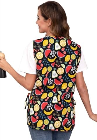 Nanxson Women Cobbler Apron with Pockets Printed Smock with Side Ties