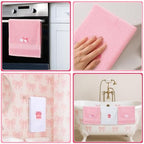 Breling 3 Pcs Bow Towels for Bathroom,Pink Bowknot Kitchen Hand Towels
