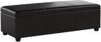 BELLEZE Storage Faux Leather Ottoman, 47 Inch Bench Bedroom Bench - Image 5