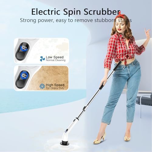TUYU Electric Spin Scrubber,8 Replaceable Brush Heads for Home