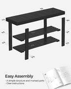 SONGMICS Shoe Rack Bench, 3-Tier Bamboo Entryway Bench, 35.2 Inches Width