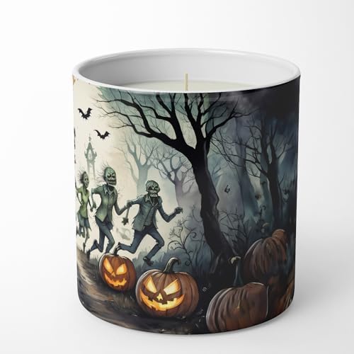 Caroline's Treasures DAC2287CDL Zombies Spooky Halloween Decorative Soy Candle Nature Soy Wax Essential Oil Home Decor Ideal for Bedroom Kitchen Bath Office Gift, 10 oz