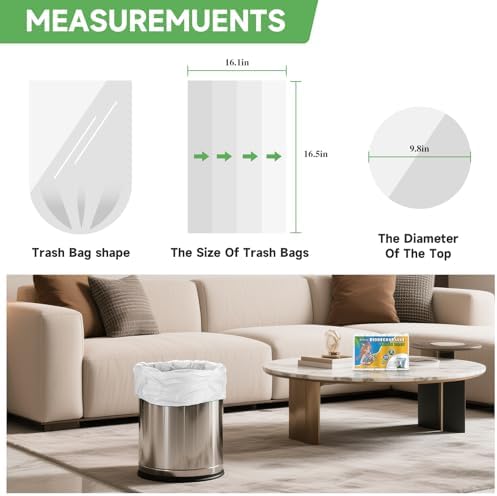 Biodegradable 1.2 Gallon Small Trash Bags - Unscented 100 Count Tiny Garbage Bag Bulk Clear White Strong Thick Compostable Scrap Bin Liners for Kitchen Office or Outdoor Garden Heihaily