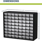 Akro-Mils 64-Drawer Plastic Drawer Storage Cabinet for Garage Organization, Bead Organizer, Building Bricks Storage, Teacher Toolbox, Makeup Organizer, 20-Inch W x 6-Inch D x 16-Inch H, 10164 Red