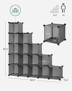 SONGMICS 16 Cube Storage Organizer，Plastic Stackable Cube Shelf