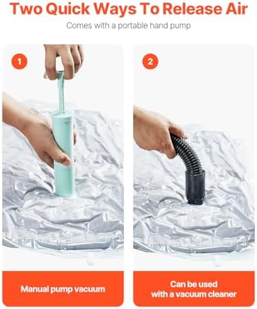 VEVOR Vacuum Storage Bags, 20 Pack Space Saver Seal Bag(4 Jumbo/4 Large/4 Medium/4 Small/4 Roll), Compression Airtight Zipper Space Bags with Hand Pump, for Cloth, Bedding, Blanket, Pillow, Travel