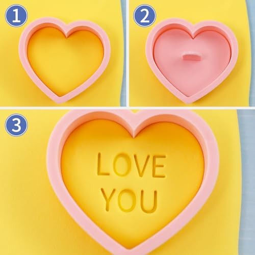 8 Pcs Happy Birthday Cookie Molds New Year Spring Festival 3D Biscuit Mould Baking Tool Easter Cartoon Stamps for Biscuits (Valentine C) - Image 2