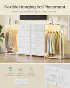 SONGMICS Dresser with Hanging Rod, Closet Organizer with 6 Fabric Drawers