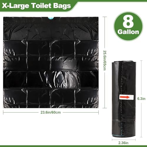 50 Pack Camping Toilet Bags, 8 Gallon Portable Toilet Bags