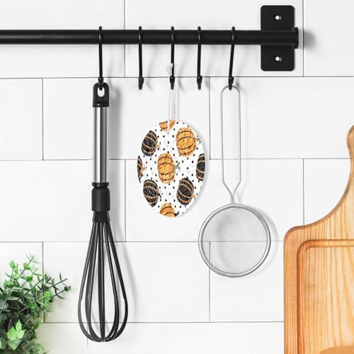 Pumpkin Black Polka Dish Scrub Sponges Kitchen Halloween Non Scratch Reusable Compressed Cellulose Sponge Hanging for Household Cleaning Washing Dishes Pots and Pans 3 Pack - Image 5