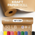 Brown Kraft Paper Roll 48" x 1800" (150 feet) - USA-Made Thick Brown Wrapping Paper 50lb Thickness for Packing, Moving, Shipping, Crafts/Arts - 100% Recycled Natural Craft Material by IDL Packaging