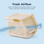 IRIS USA Laundry Basket Hamper, 40L - 3 Pack, Sorter Bin with Lids, White