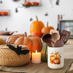 Sawysine Fall Ceramic Utensil Holder Pumpkin Kitchen Crock for Halloween