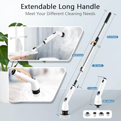 TUYU Electric Spin Scrubber,8 Replaceable Brush Heads for Home