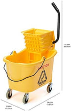 Amazon Basics Commercial Side Press Wringer Floor Cleaning Mop Bucket on Wheels, 35-Quart, Yellow