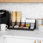 Mind Reader Countertop Organizer, 2 Tier Mesh Storage Caddy with 11 Compartments for Office Supplies, Breakroom Essentials, and Snacks