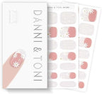 DANNI & TONI Semi Cured Gel Nail Strips Flowers French Aurora Gel Nail Wraps 28 Stickers | Floral Swirl