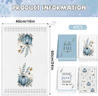 Fall Blue Pumpkin Kitchen Towels 4 PCS, Autumn Hand Towel, 16x24in - Image 3