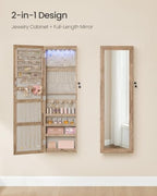 SONGMICS Jewelry Cabinet, Wall or Door Mounted Armoire, 6 LED Lights