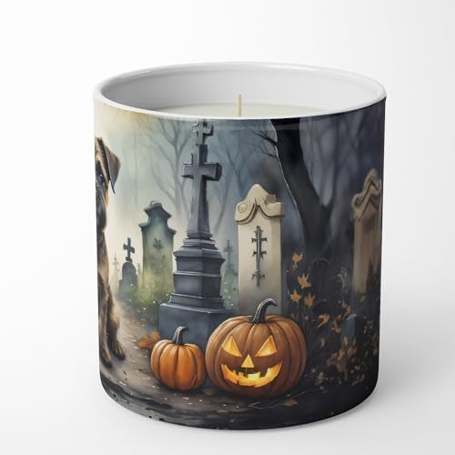Caroline's Treasures DAC2019CDL Border Terrier Spooky Halloween Decorative Soy Candle Nature Soy Wax Essential Oil Home Decor Ideal for Bedroom Kitchen Bath Office Gift, 10 oz