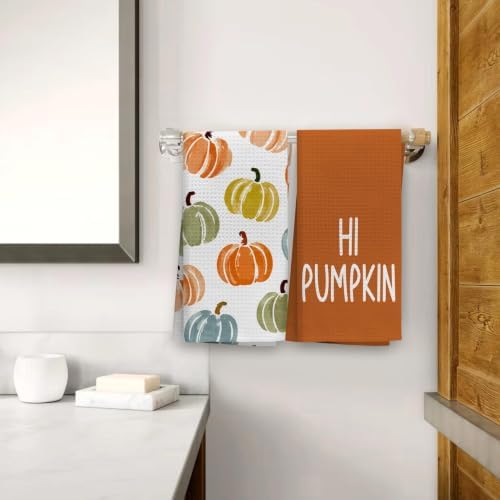 OHSUL Fall Colorful Pumpkin Kitchen Dish Towels Dishcloth 16x24 Set of 2 - Image 2