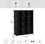SONGMICS 12 Cube Storage Organizer，Plastic stackable cube shelf