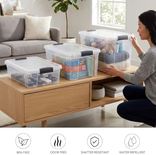 Superio 26.5 Quart Clear Plastic Storage Boxes with Lids, Stackable Organizer Containers, BPA-Free Storage Bins for Home, Office, School & Dorm, 1 Pack