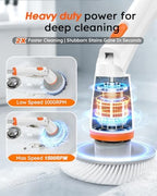 TUYU Electric Spin Scrubber,1500RPM Powerful Cleaning Brush for Home
