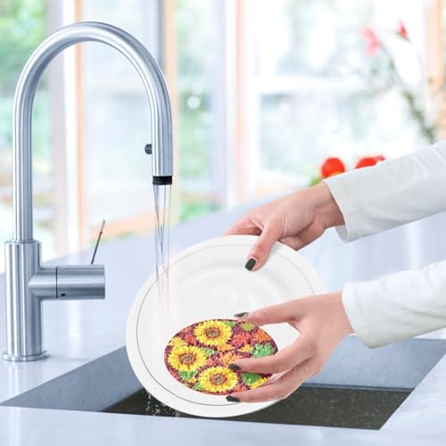 Autumn Leaves Sunflowers Dish Scrub Sponges Kitchen Fall Maple Leaves Non Scratch Reusable Compressed Cellulose Sponge Hanging for Household Cleaning Washing Dishes Pots and Pans 3 Pack - Image 7
