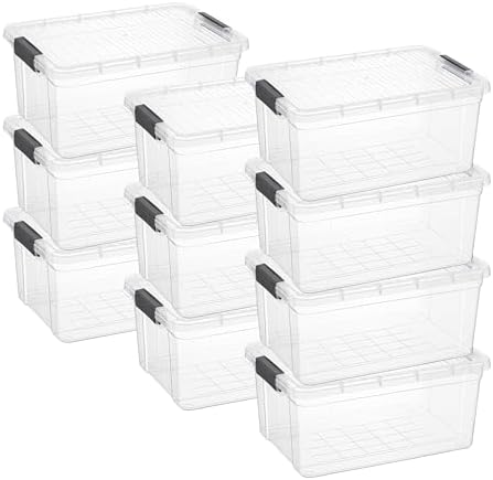 Superio 21 Quart Clear Plastic Storage Boxes with Lids, Stackable Organizer Containers, BPA-Free Storage Bins for Home, Office, School & Dorm, 10 Pack