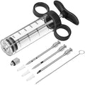 Kingsmile Meat Injector, 1-oz Plastic Marinade Injector, Turkey Injector Syringe - 3 Stainless Steel Meat Needles for BBQ Grill, Meat Injector Syringe for Meat with Cleaning Brush Black by Kingsmile