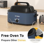 Roaster Oven 28 Quart, Electric Roaster Pan with Visible & Self-Basting Lid, Large Stainless Steel Electric Turkey Roaster Oven Defrost Warm Function, Removable Pan Rack, Fits Turkeys Up to 30LB, Blue - Image 4